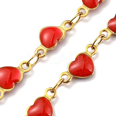 Ion Plating(IP) Golden 304 Stainless Steel Heart Link Chain Necklaces NJEW-E098-02G-02-1