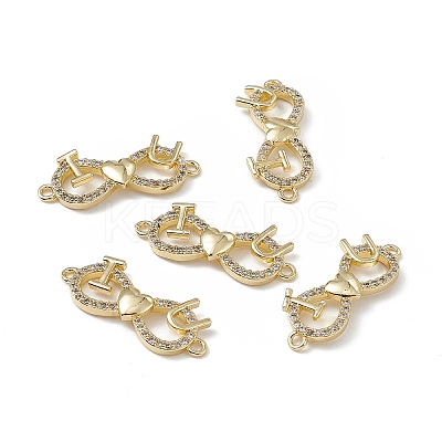 Brass Micro Pave Clear Cubic Zirconia Connector Charms KK-E068-VB378-1