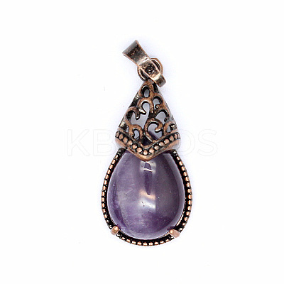 Retro Hollow Natural Amethyst  Pendants PW-WGBA09F-15-1