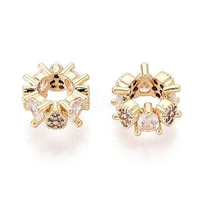 Brass Micro Pave Clear Cubic Zirconia European Beads KK-N275-07G-1