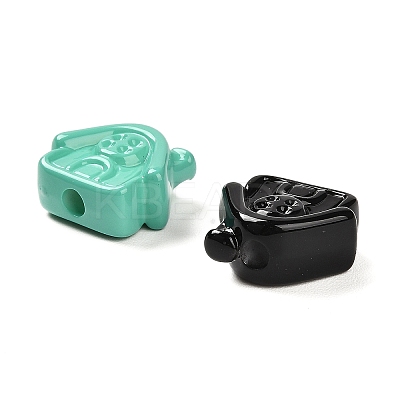 Opaque Spray Painted Acrylic Beads X-OACR-P020-04-1