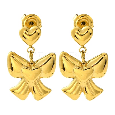 Ion Plating(IP) 304 Stainless Steel Dangle Stud Earrings EJEW-Z038-08G-1