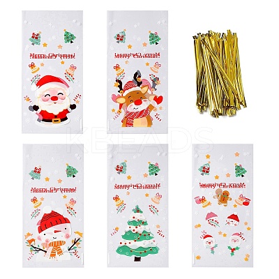 Christmas Theme Self-adhesive Plastic Bakeware Bag ABAG-F006-03-1