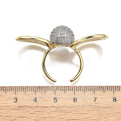 Brass Micro Pave Clear Cubic Zirconia Cuff Rings for Women RJEW-U051-01A-G-1