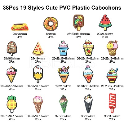 38Pcs 19 Styles Cute PVC Plastic Cabochons KY-CJ0001-65-1