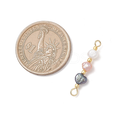 Natural Baroque Keshi Pearl Two Sides Polished Beaded Links Connector Charms PALLOY-JF04813-1