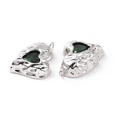 Brass Micro Pave Green Cubic Zirconia Pendants KK-E068-VC453-1