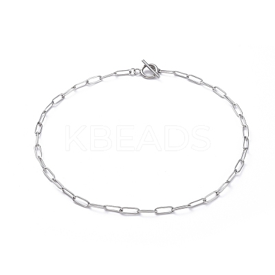 Non-Tarnish 304 Stainless Steel Paperclip Chain Necklaces NJEW-JN02667-1