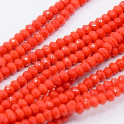 Opaque Solid Color Crystal Glass Faceted Rondelle Beads Strands X-GLAA-F025-A08-1