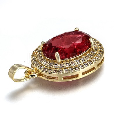 Golden Plated Brass Micro Pave Clear Cubic Zirconia Pendants ZIRC-F123-02L-1