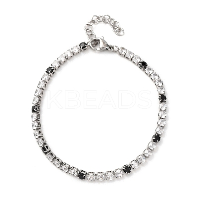 304 Stainless Steel with Cubic Zirconia Link Chain Bracelets for Women BJEW-G754-01A-P02-1