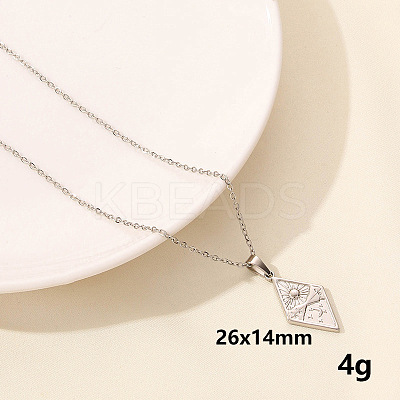 304 Stainless Steel Rhombus Pendant Necklaces LL9510-9-1