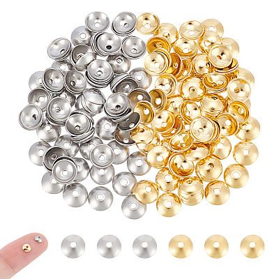 160Pcs 2 Colors 304 Stainless Steel Bead Caps STAS-UN0061-26-1