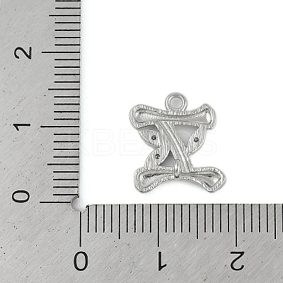Brass Crystal Rhinestone Letter Links Connector Charms KK-S395-06P-I-1