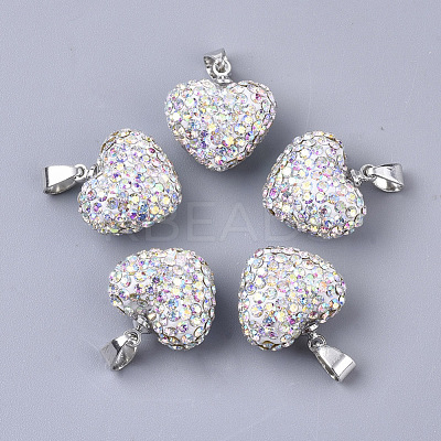 Polymer Clay Rhinestone Pendants RB-S055-11A-1
