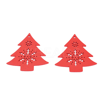Christmas Theme Spray Painted Wood Big Pendants WOOD-N005-85B-1