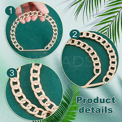 Curb Chain Style Zinc Alloy Bag Handles FIND-WH0159-37G-1