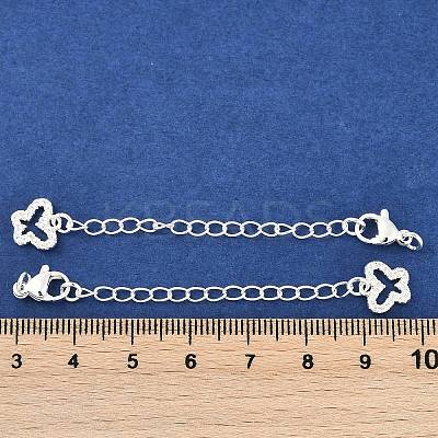 Brass Micro Pave Cubic Zirconia Ends with Chains KK-U043-01S-1
