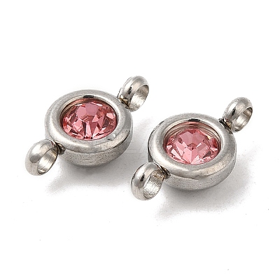 304 Stainless Steel Single Rhinestone Connector Charms STAS-E194-13P-04-1