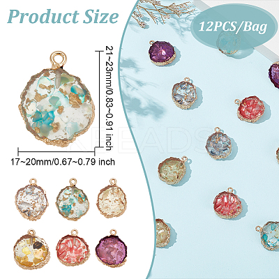 12Pcs 6 Colors Transparent Resin Pendants CRES-CA0001-22-1