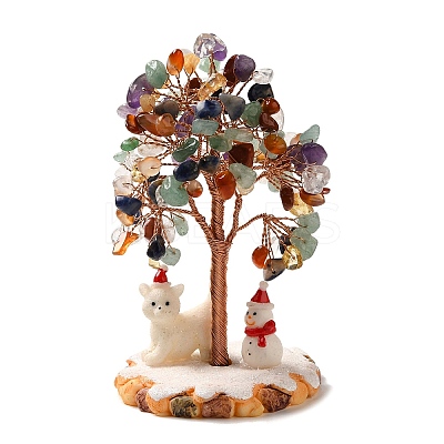 Christmas Natural Gemstone Chips Tree Decorations DJEW-K028-01A-1