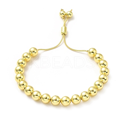 Rack Plating Brass Round Bead Slider Bracelets for Women BJEW-M232-01G-C-1