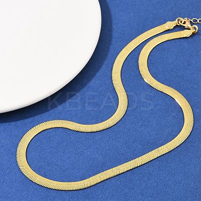 6MM 201 Stainless Steel Flat Snake Chain Necklaces for Women Men NJEW-Z089-01GP-1