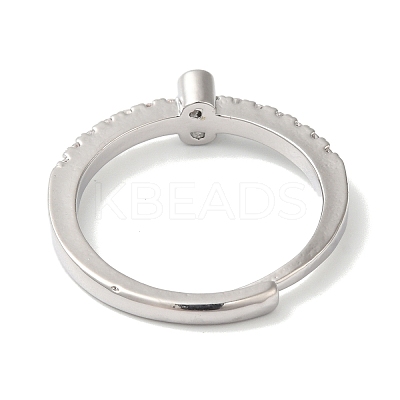 Rack Plating Brass Clear Cubic Zirconia Number 3 Adjustable Rings for Women RJEW-S407-09P-03-1