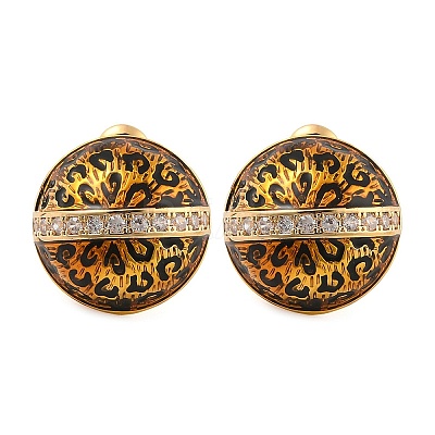 Brass Micro Pave Cubic Zirconia Leopard Stud Earrings EJEW-U055-13B-G-1