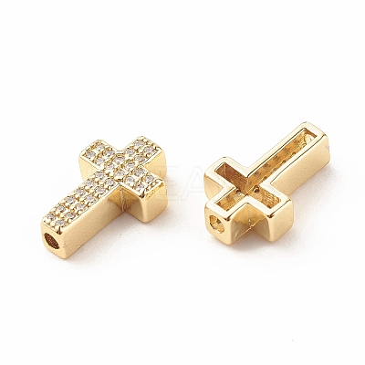 Rack Plating Brass Cubic Zirconia Beads LS-KK-B051-06G-01-1
