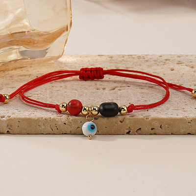 Bohemian Evil Eye Glass Charm Adjustable Bracelets PL4267-1-1
