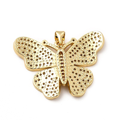 Rack Plating Brass Micro Pave Cubic Zirconia Pendants KK-E072-20G-1