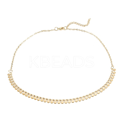 PVD Vacuum Plating 304 Stainless Steel Flat Round Pendant Necklaces X-NJEW-M187-02G-1