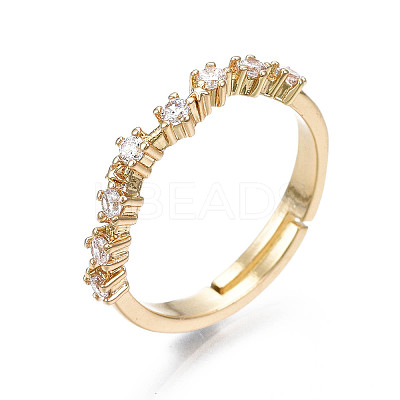 Exquisite Cubic Zirconia Flower Adjustable Ring X-RJEW-N035-059-NF-1