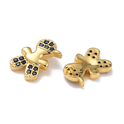 Brass Micro Pave Dark Blue Cubic Zirconia Charms ZIRC-A021-58G-1