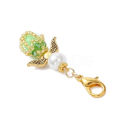 Luminous Acrylic & Handmade Glass Seed Beaded Pendants Decorations HJEW-MZ00379-03-1