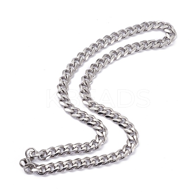 Non-Tarnish Men's 304 Stainless Steel Curb Chain Necklaces NJEW-I248-06A-P-1