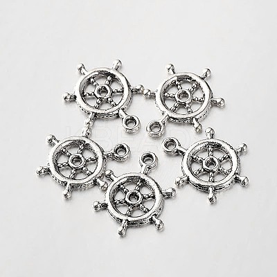 Tibetan Style Alloy Rudder Helm Pendants TIBEP-O009-08-1