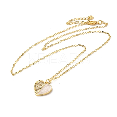 Brass Enamel with Rhinestone Pendant Necklace LS-NJEW-Q320-01B-G-1