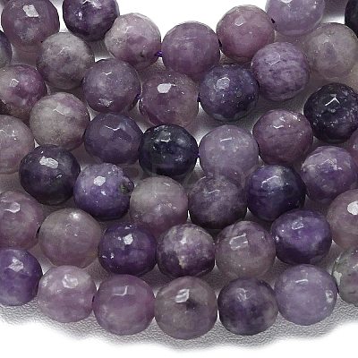 Natural Lepidolite/Purple Mica Beads Strands G-B165-A11-6mm-1