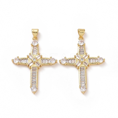 Brass Cubic Zirconia Pendants ZIRC-I062-04G-1