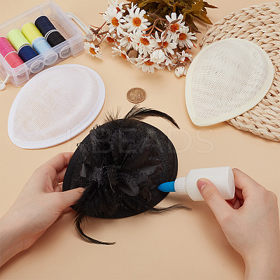 3Pcs 3 Colors Linen Mini Hat Fascinator Base AJEW-FG0004-04-1