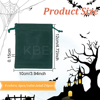 24Pcs 4 Colors Velvet Cloth Drawstring Pouches TP-BC0001-04-1