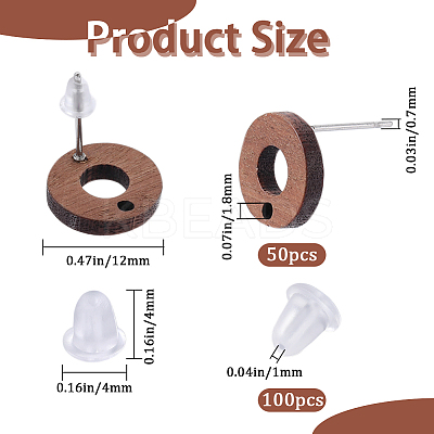 50Pcs Wood Stud Earring Finding FIND-SP0001-19A-1