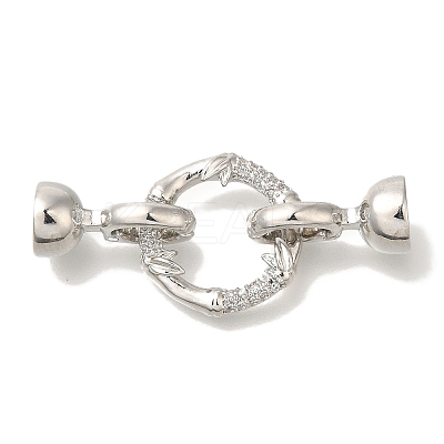 Brass Micro Pave Clear Cubic Zirconia Fold Over Clasps KK-K389-125P-1