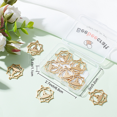 10Pcs Chakra 304 Stainless Steel Pendants STAS-BBC0001-24-1