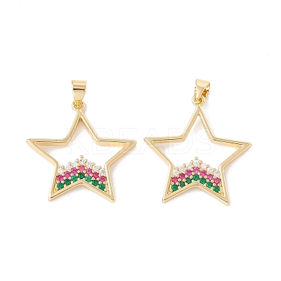 Brass Micro Pave Colorful Cubic Zirconia Pendants KK-G415-04G-1