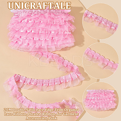 20M Double Satin Lace Edge Trim Organza Lace Ribbon OCOR-UN0001-02C-1