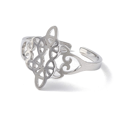 Non-Tarnish Sailor's Knot 304 Stainless Steel Hollow Open Cuff Ring for Men Women LS-RJEW-E073-05P-1