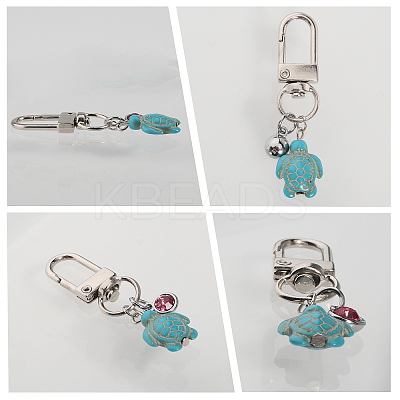 Sea Turtle Synthetic Turquoise Pendant Decorations HJEW-AB00128-1